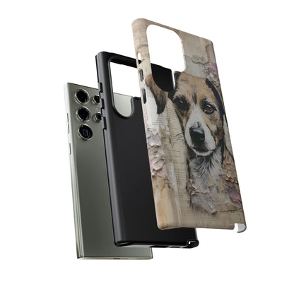 Vintage Collage Dog Portrait Mobile Cover – Artistic Mixed Media Design