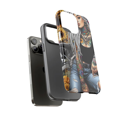 Sunflower Biker Queen – Bohemian Tattooed Rebel Mobile Cover