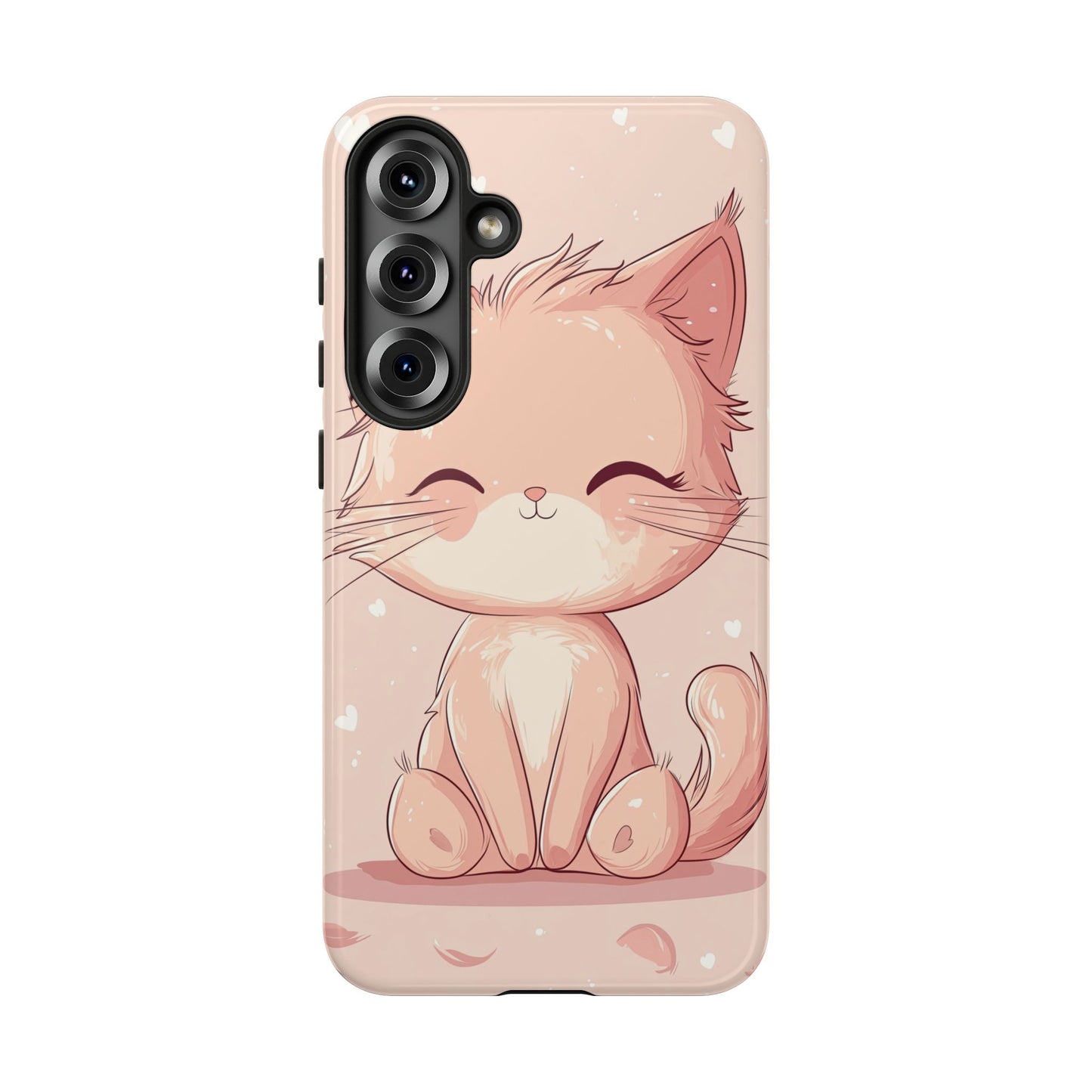 Kawaii Blush Kitty – Chibi Anime Cat Phone Case for iPhone, Samsung & Pixel