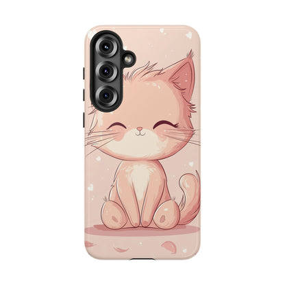 Kawaii Blush Kitty – Chibi Anime Cat Phone Case for iPhone, Samsung & Pixel