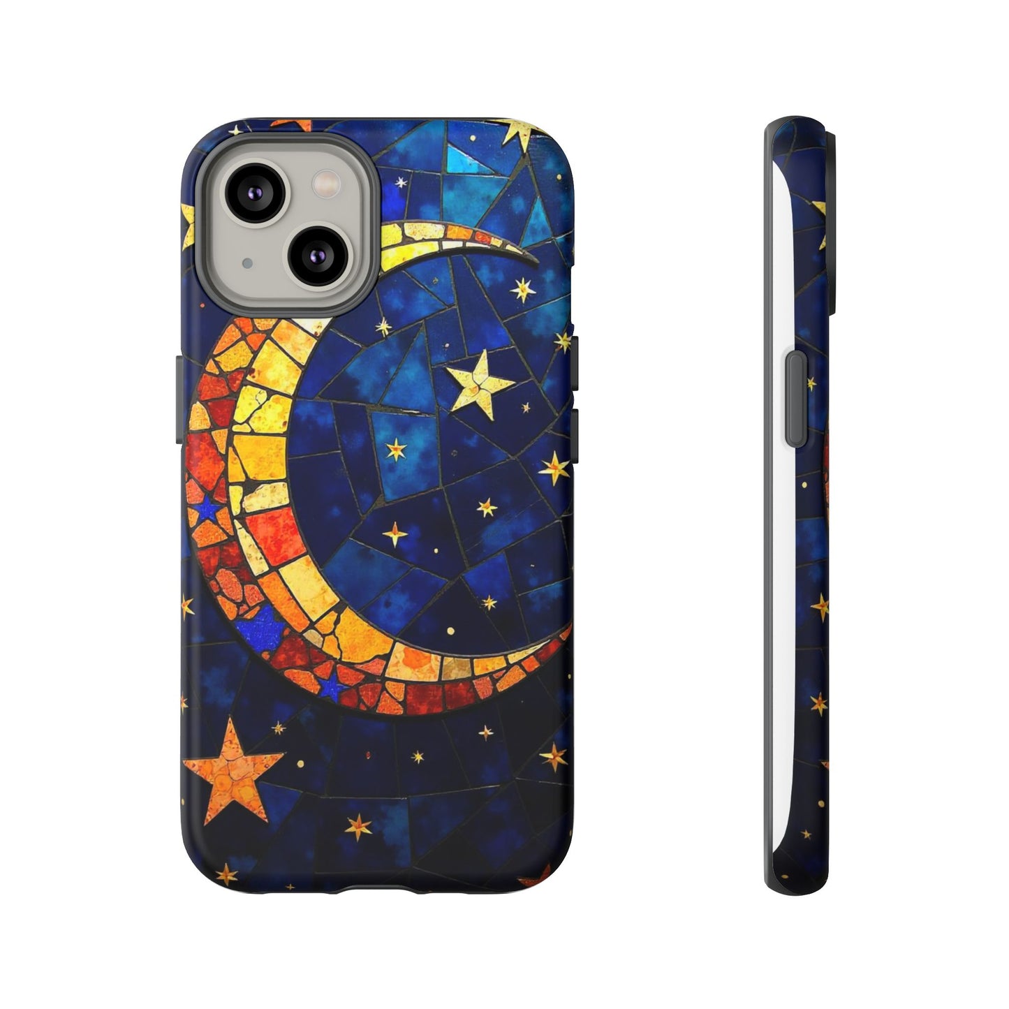 Celestial Crescent: Vibrant Moon and Stars Phone Case