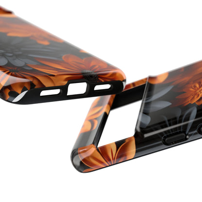 Orange & Black 3D Floral Mobile Case