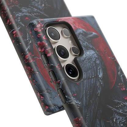 Gothic Sculpture Of Raven On Charcoal Tree Branch phone case design