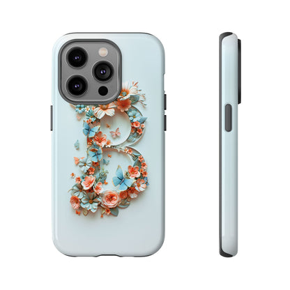Floral Letter B Phone Case – Personalized Aesthetic Cover for iPhone, Samsung & Google Pixel
