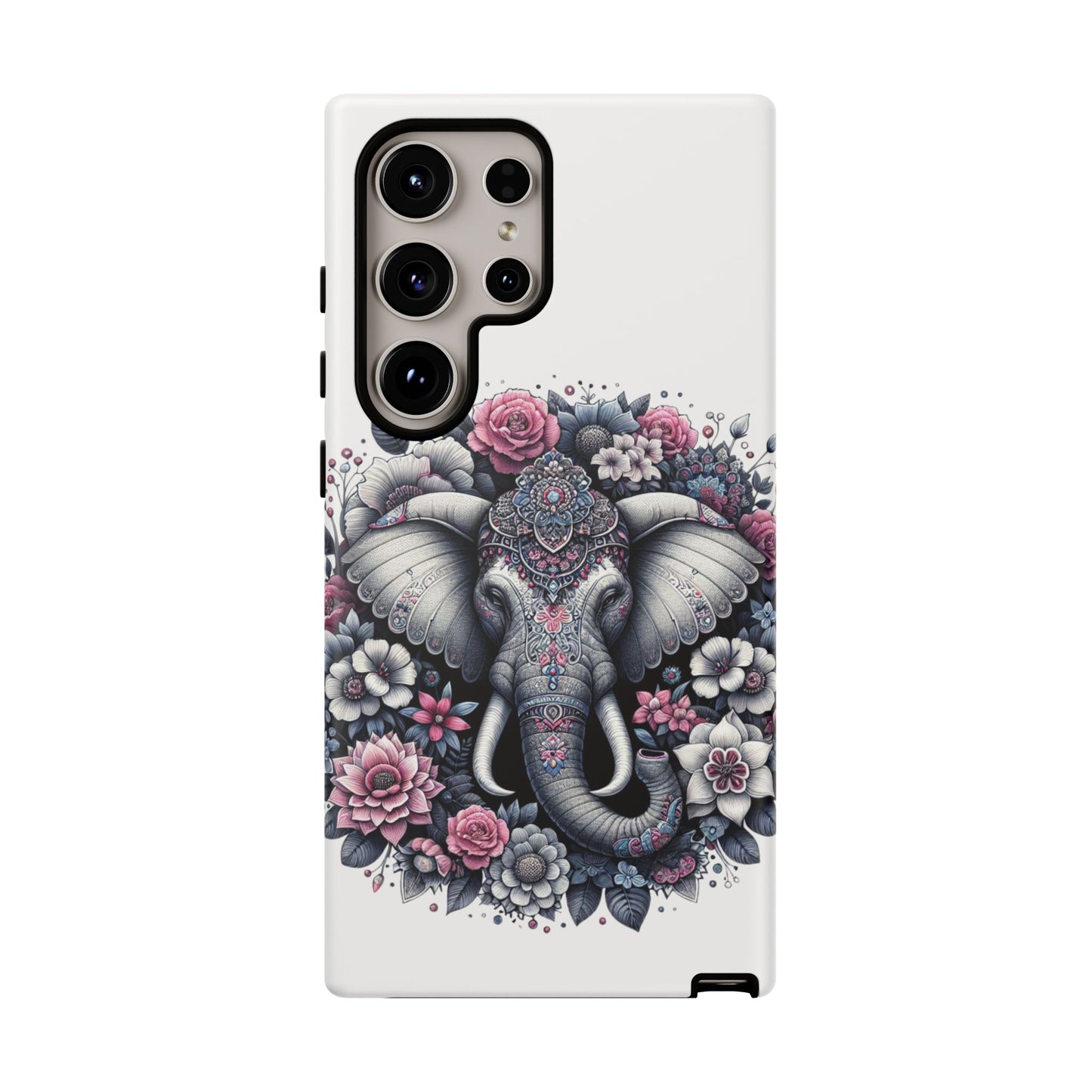 Ornate Floral Elephant Mobile Cover – Elegant Bohemian Art