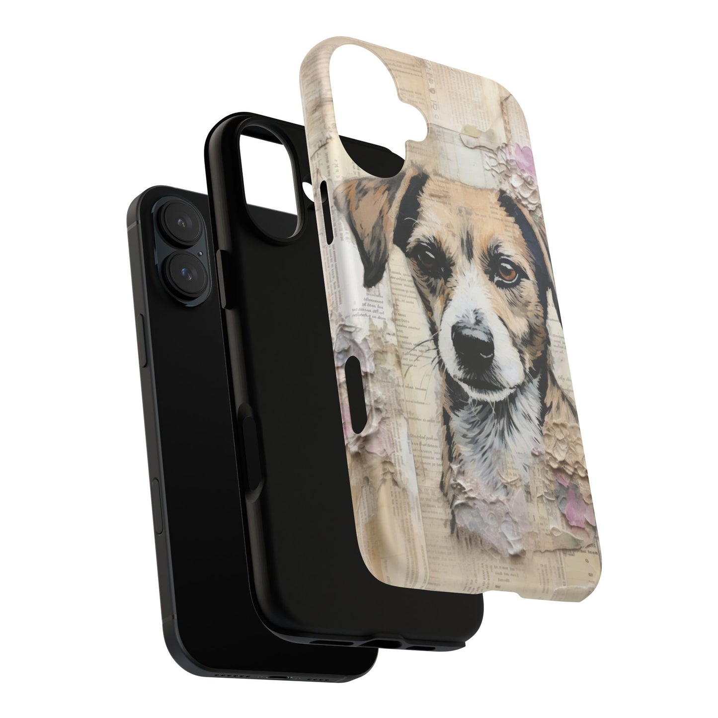 Vintage Collage Dog Portrait Mobile Cover – Artistic Mixed Media Design