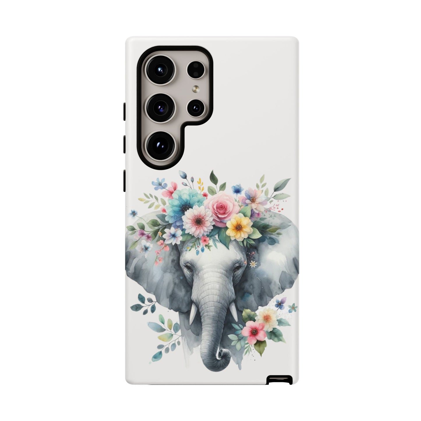 Floral Crown Elephant Mobile Cover – Elegant Watercolor Art