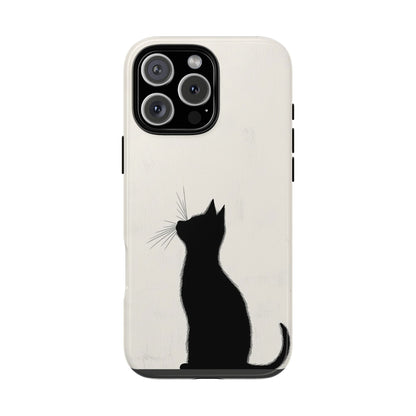 Silent Gaze: Minimalist Black Cat  Phone Case for iPhone, Samsung & Pixel