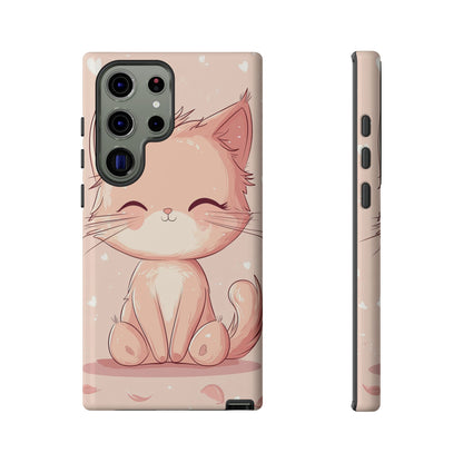 Kawaii Blush Kitty – Chibi Anime Cat Phone Case for iPhone, Samsung & Pixel