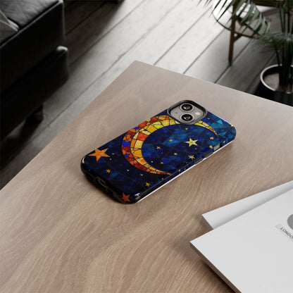 Celestial Crescent: Vibrant Moon and Stars Phone Case
