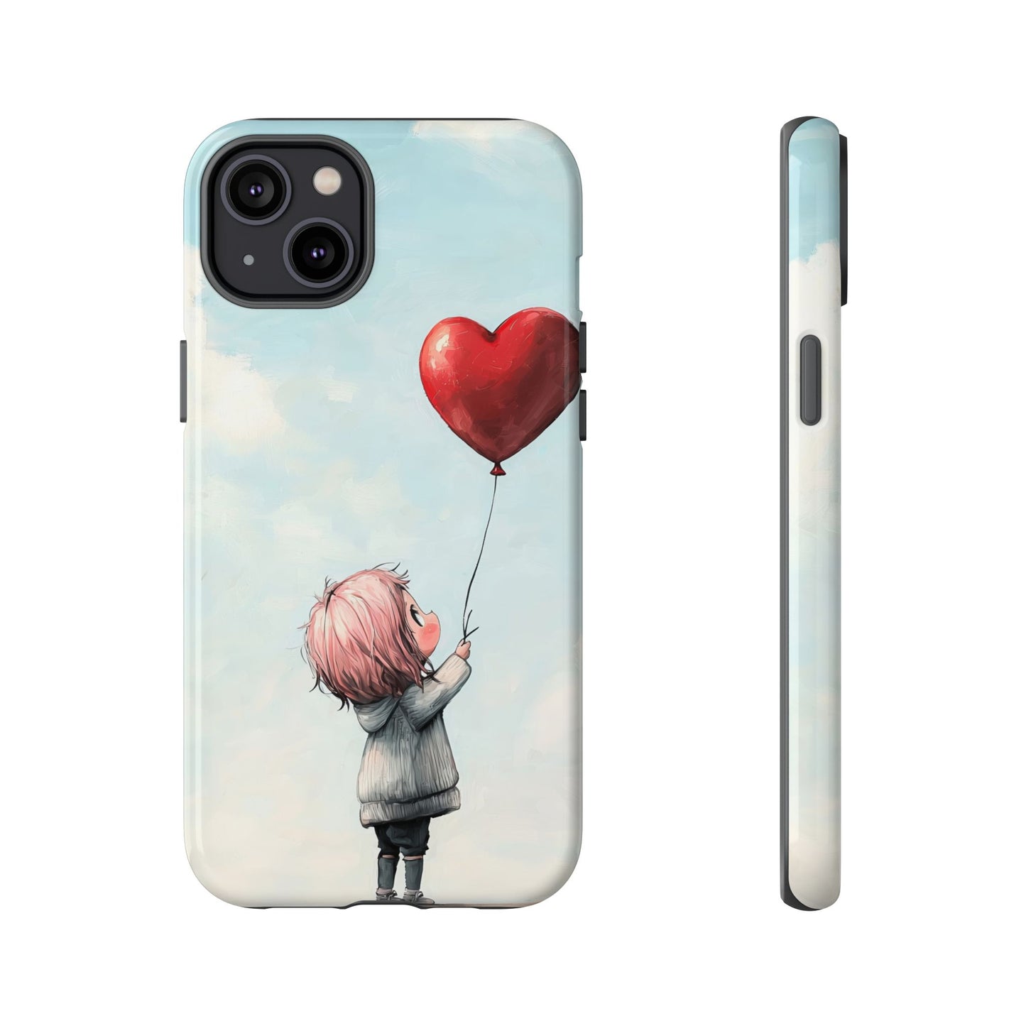 Anime Heart Balloon Phone Case – Dreamy & Cute Art for iPhone, Google Pixel & Samsung
