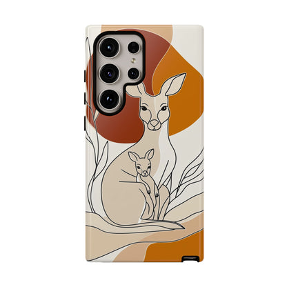 Outback Love: Kangaroo & Joey Line Art Phone Case for iPhone, Samsung & Pixel