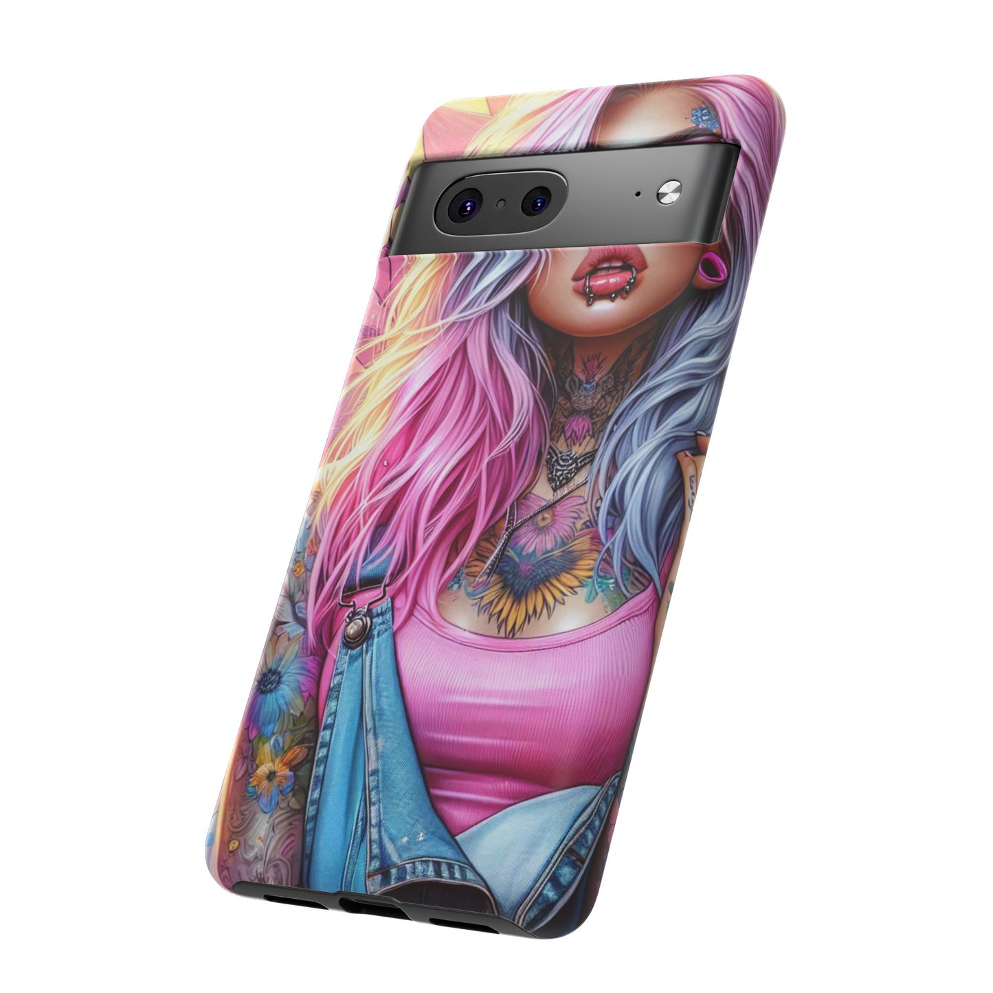 Sunset Glow – Pastel Punk & Floral Ink Mobile Cover