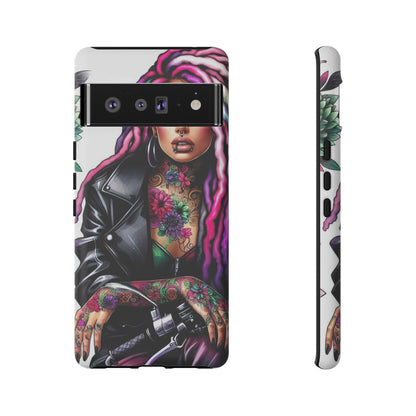 Neon Rebel – Vibrant Biker Queen Mobile Cover