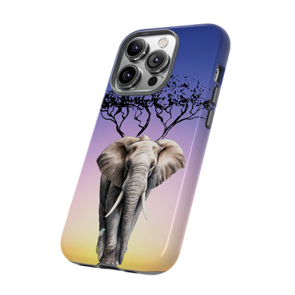 Surreal Elephant Tree Mobile Cover – Dreamy Sunset Fantasy