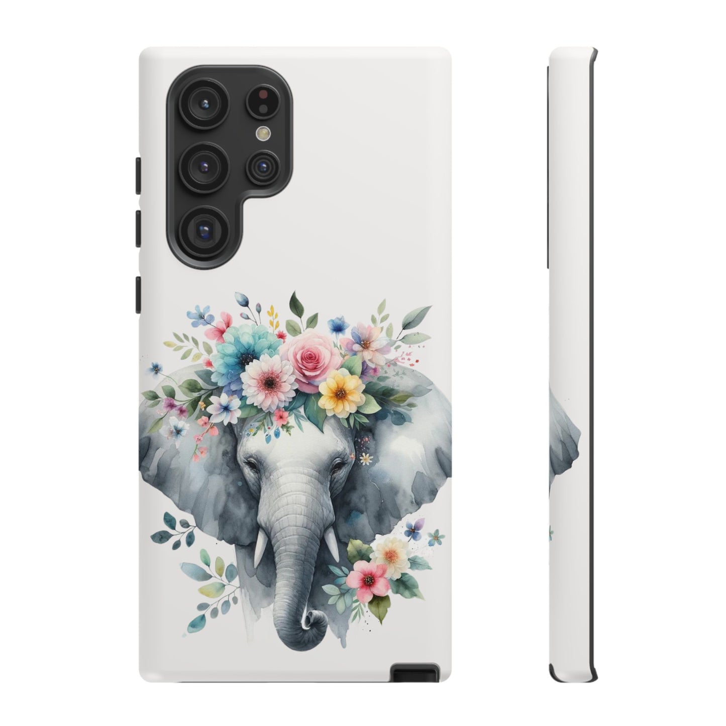 Floral Crown Elephant Mobile Cover – Elegant Watercolor Art