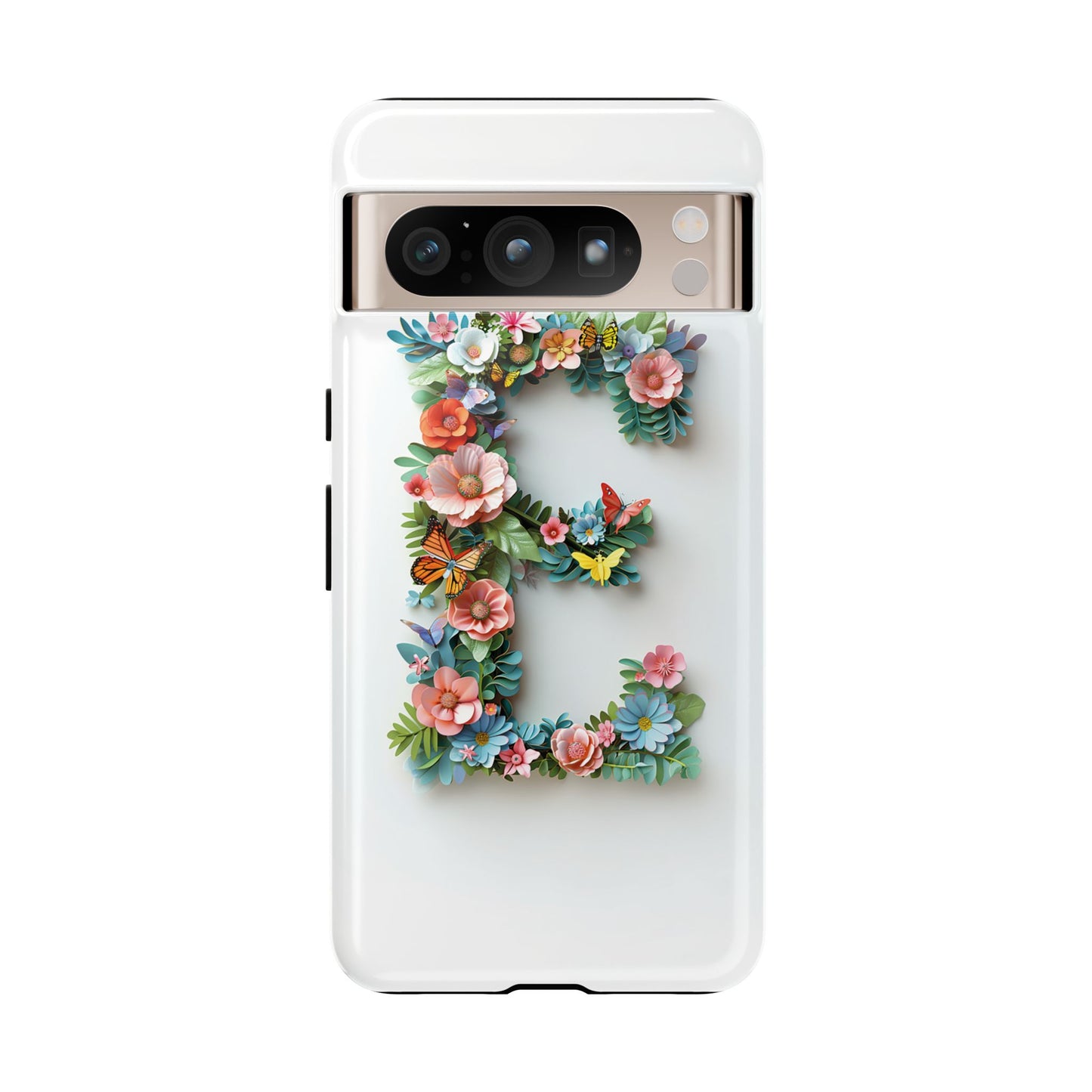 Floral Letter E Phone Case – Personalized Aesthetic Cover for iPhone, Samsung & Google Pixel