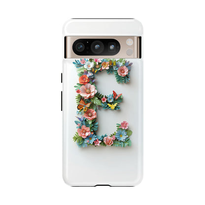 Floral Letter E Phone Case – Personalized Aesthetic Cover for iPhone, Samsung & Google Pixel