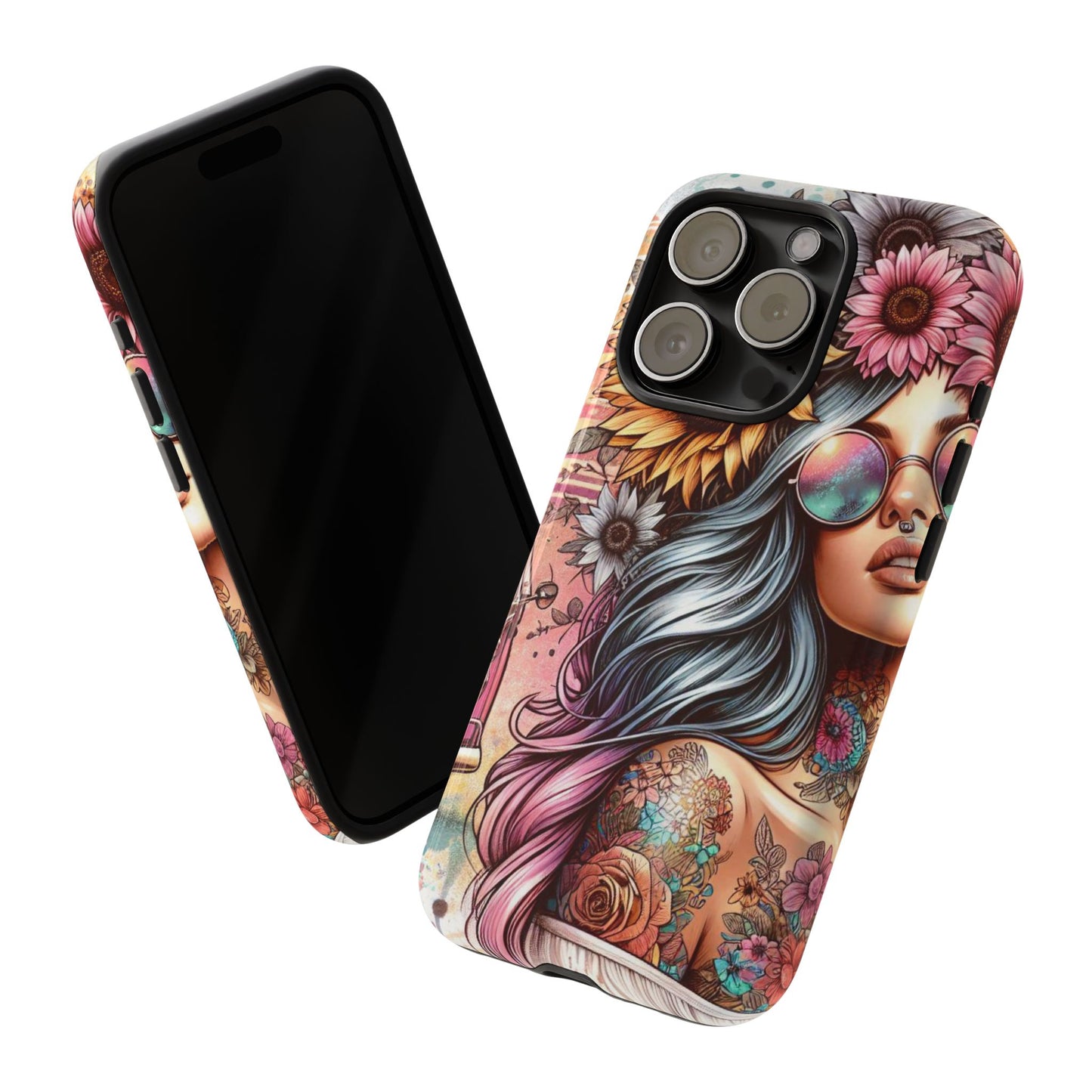 Retro Boho Wanderer – Sunflower Hippie Van Mobile Cover