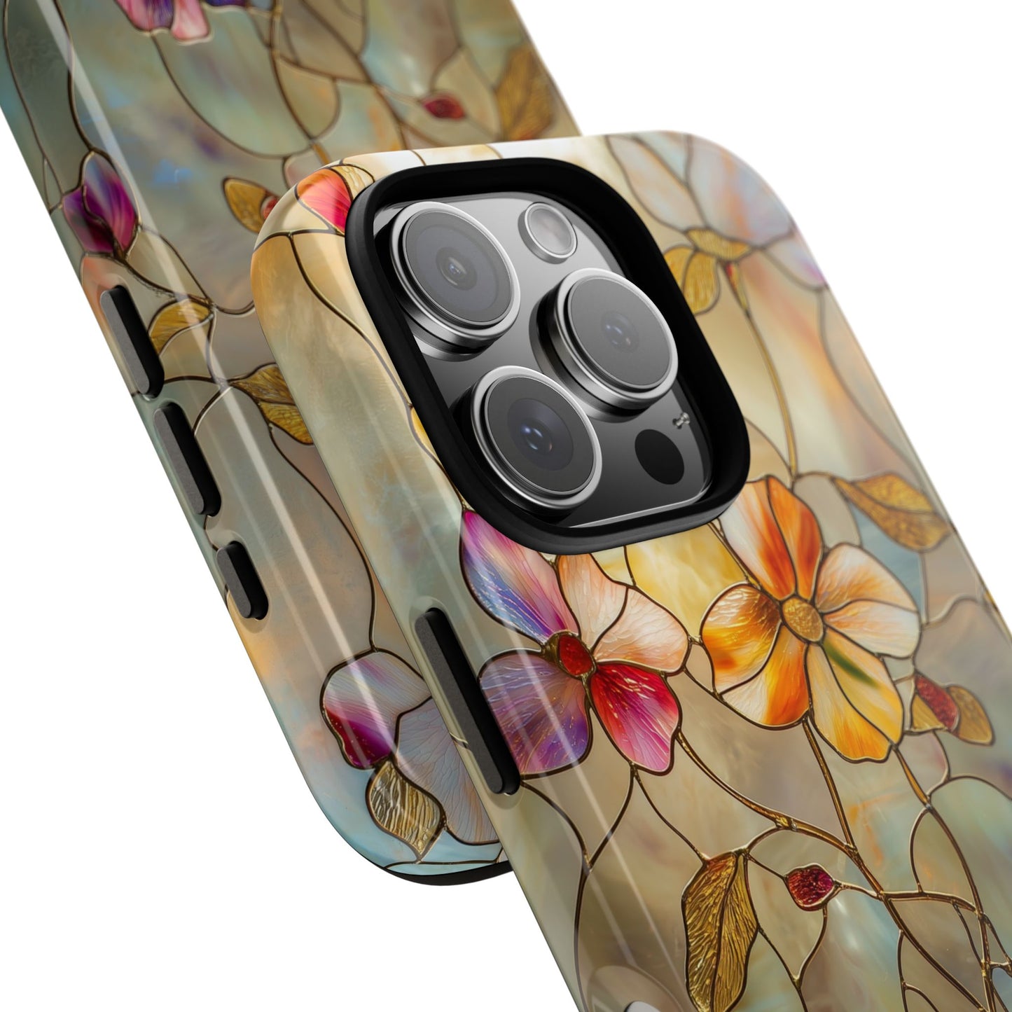 Golden Bloom – Luxe Stained Glass Floral Phone Case for iPhone, Samsung & Pixel