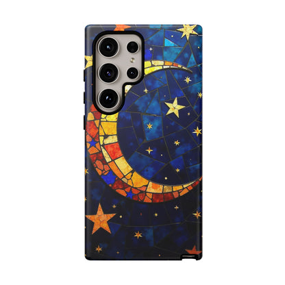 Celestial Crescent: Vibrant Moon and Stars Phone Case