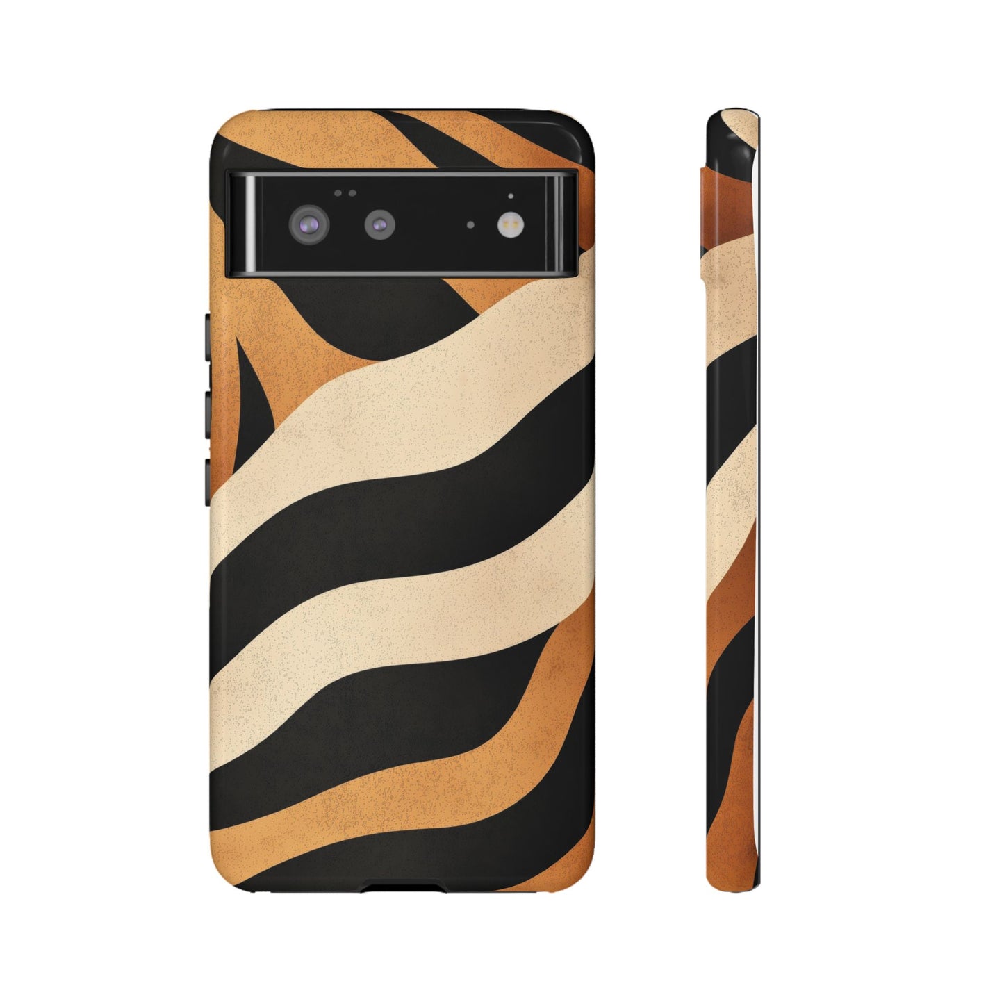 Bold Tiger Stripes Phone Case – Black, Orange & Cream Perfect for iPhone, Samsung & Google Pixel