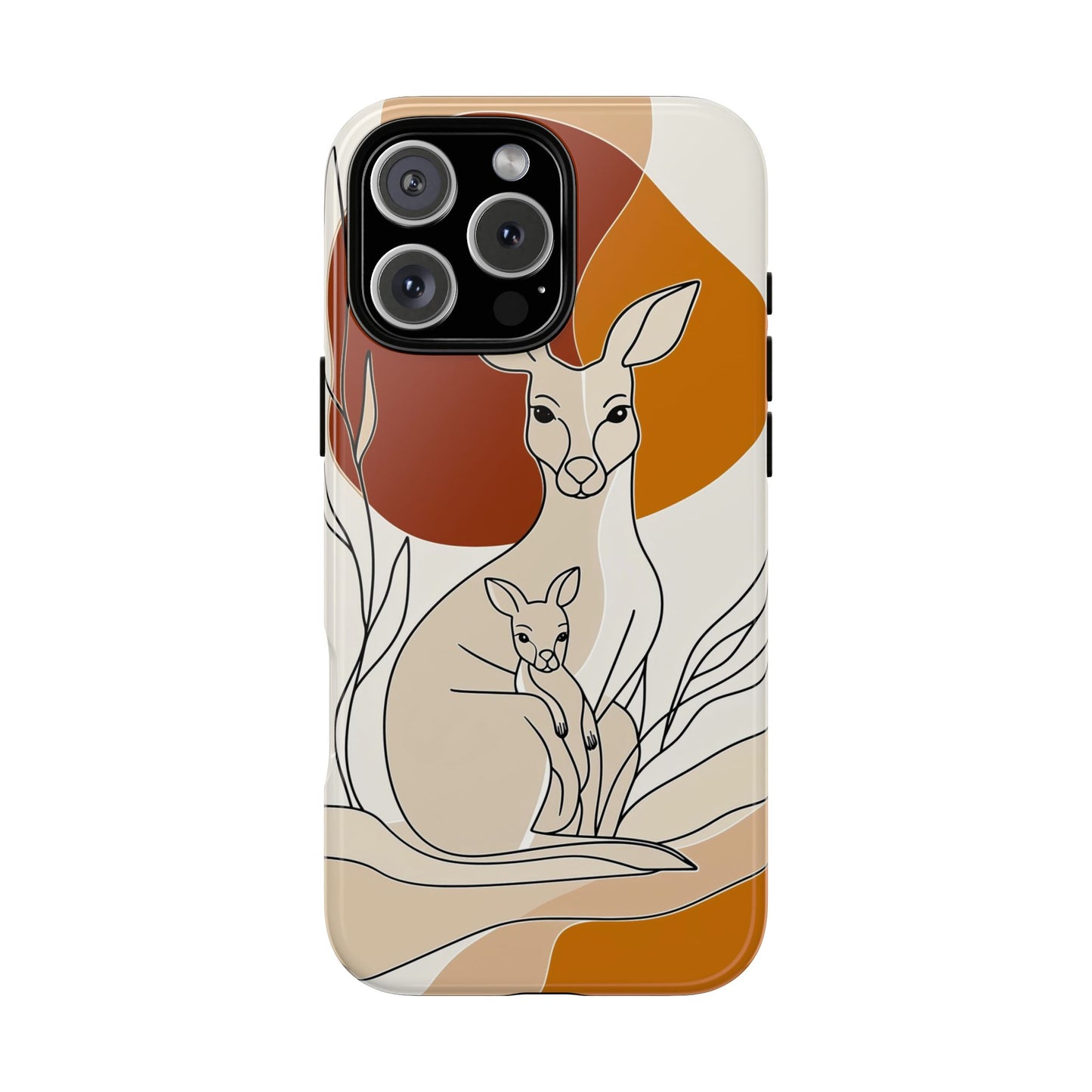 Outback Love: Kangaroo & Joey Line Art Phone Case for iPhone, Samsung & Pixel
