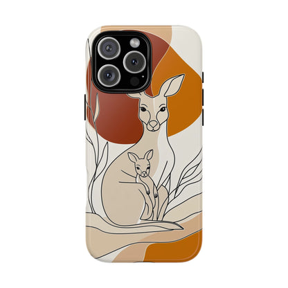 Outback Love: Kangaroo & Joey Line Art Phone Case for iPhone, Samsung & Pixel