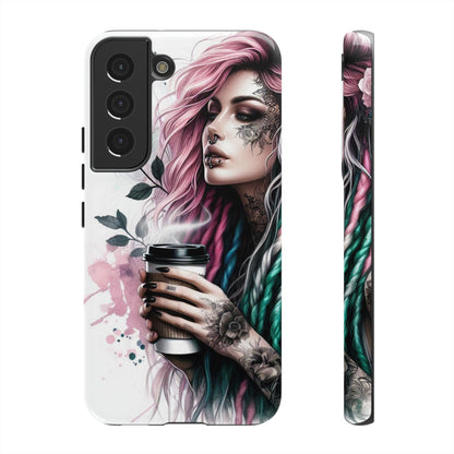 Boho Rebel – Vibrant Dreadlocks & Tattooed Coffee Lover Mobile Cover