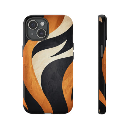 Bold Tiger Stripes Phone Case – Black, Orange & Cream for iPhone, Samsung & Google Pixel