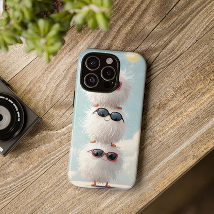 Fluffy Anime Phone Case – Cute Kawaii Fuzzy Creatures, Aesthetic Pastel Art, Soft Cloudy Background, iPhone, Samsung & Google Pixel Case