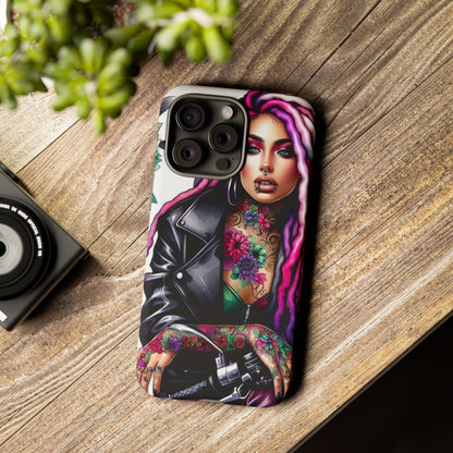 Neon Rebel – Vibrant Biker Queen Mobile Cover