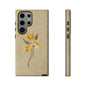 Minimal Vintage Floral Phone Case – Yellow Flower on Beige | iPhone, Samsung & Pixel
