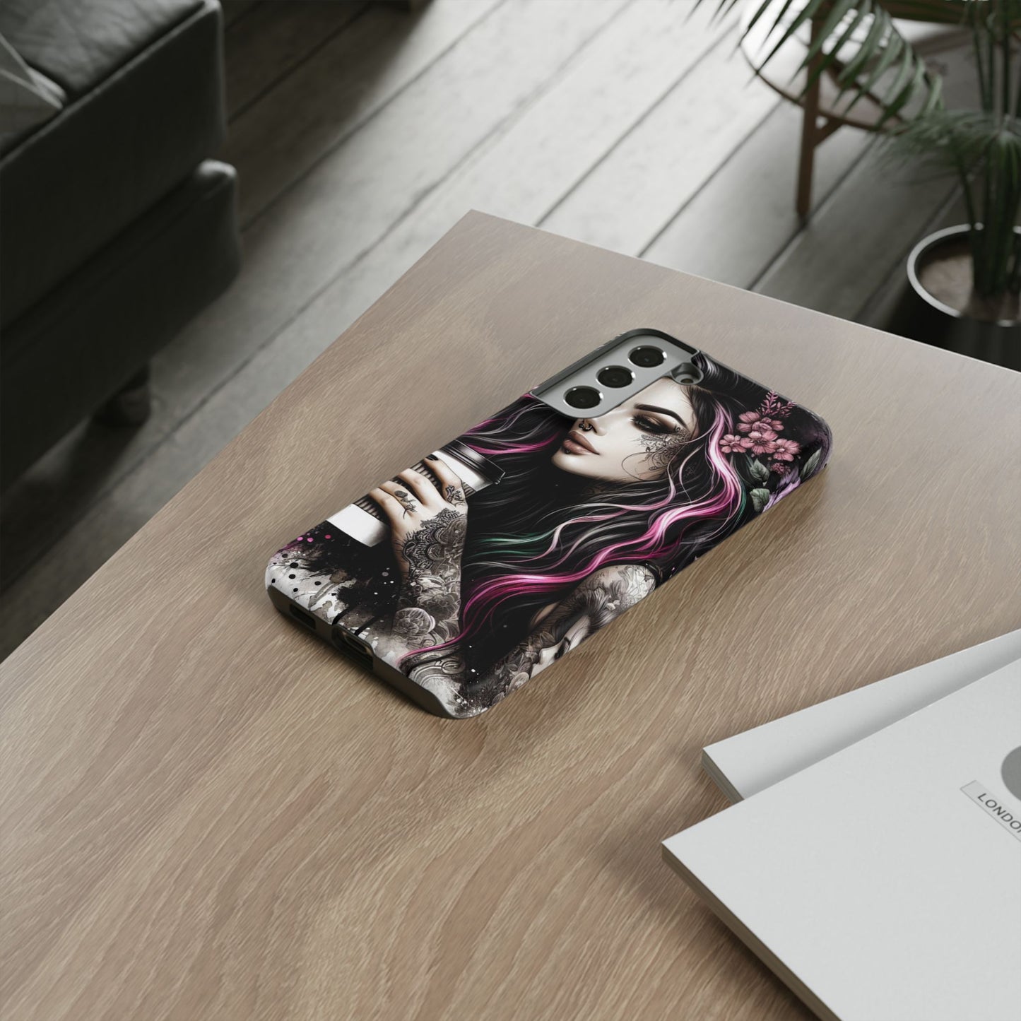 Tattooed Serenity – Gothic Coffee Lover Mobile Cover