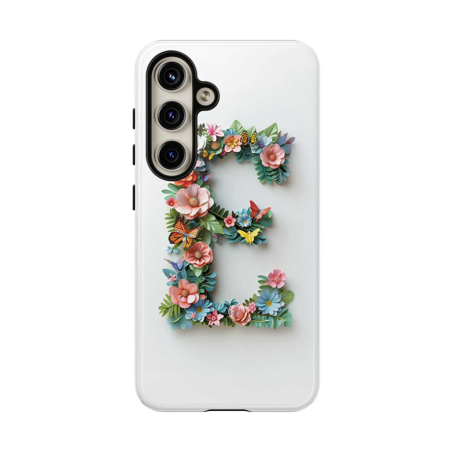 Floral Letter E Phone Case – Personalized Aesthetic Cover for iPhone, Samsung & Google Pixel