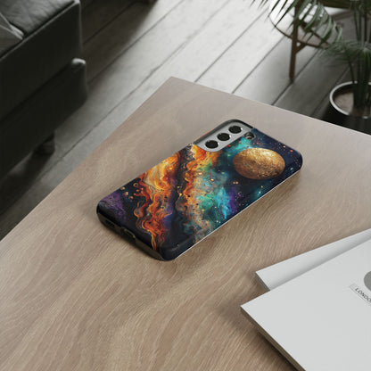 Cosmic Abstract Artwork With Dynamic Swirling Fluid Patterns phone case design.