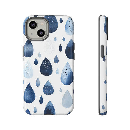 Indigo Rain Drops Watercolor Phone Case for iPhone, google Pixel & Samsung