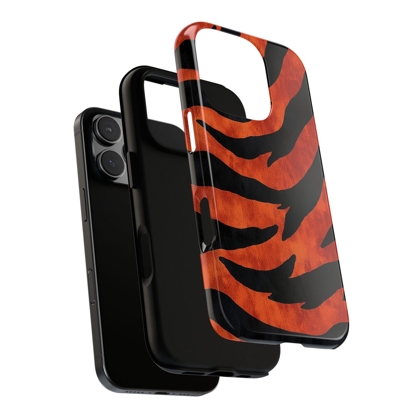 Fiery Orange & Black Tiger Stripes Phone Case for iPhone, Samsung & Google Pixel