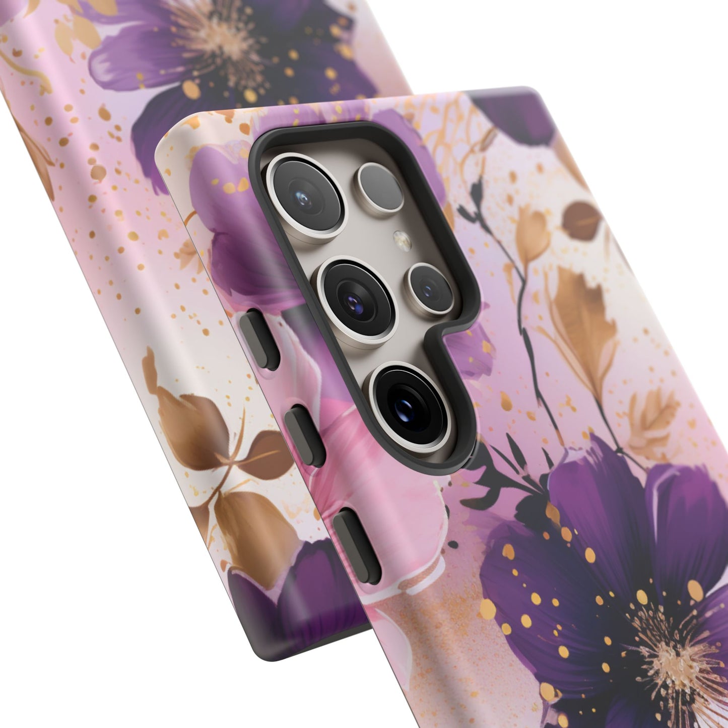 Luxury Purple & Gold Floral Aesthetic Mobile Case