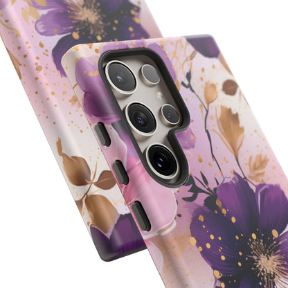 Luxury Purple & Gold Floral Aesthetic Mobile Case