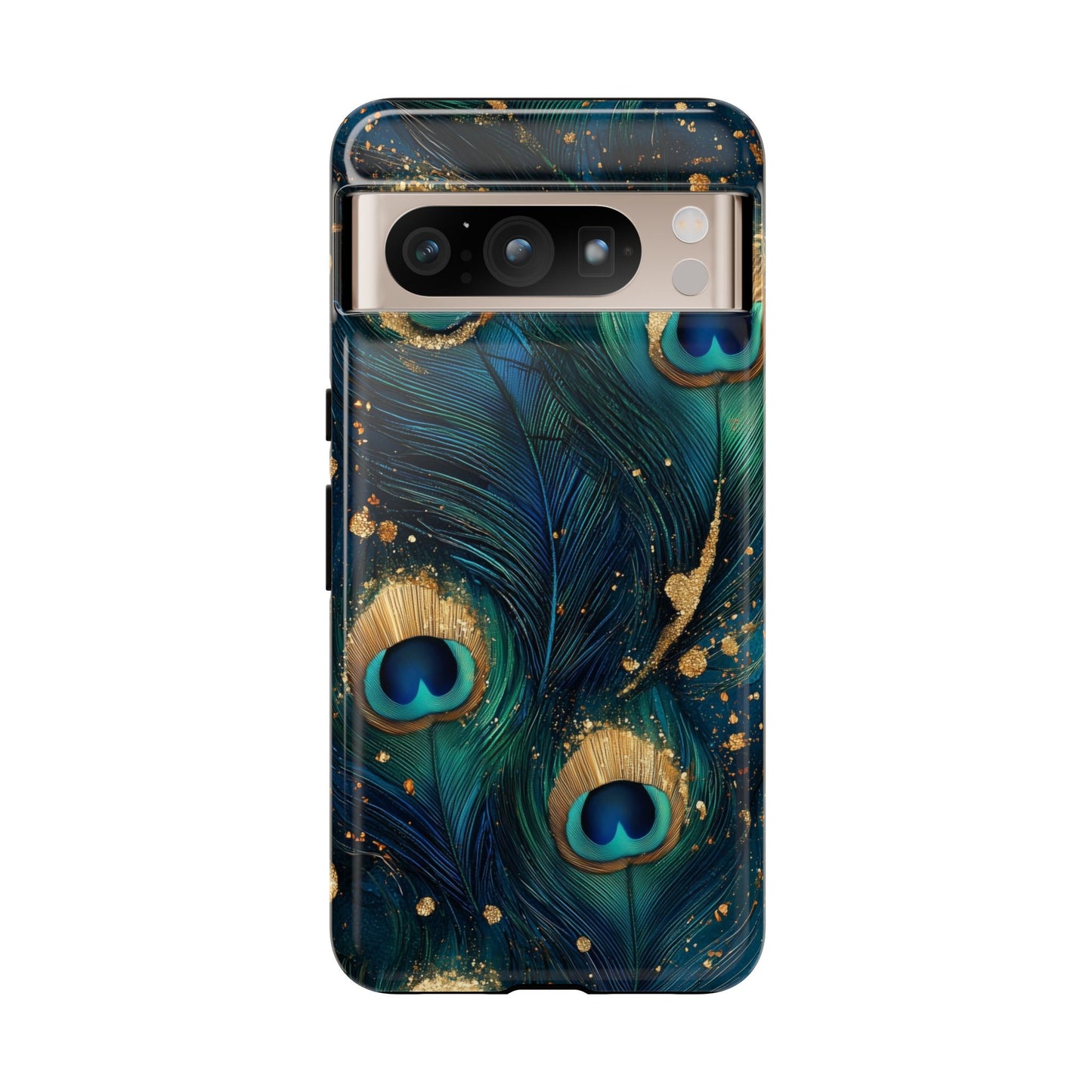 Elegant Peacock Feather Luxe Phone Case for iPhone, Samsung & Google Pixel