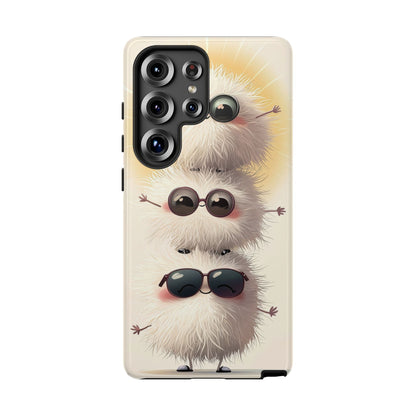 Stacked Fluff Squad Phone Case – Kawaii Anime Creatures with Sunglasses, iPhone, Samsung & Google Pixel Case