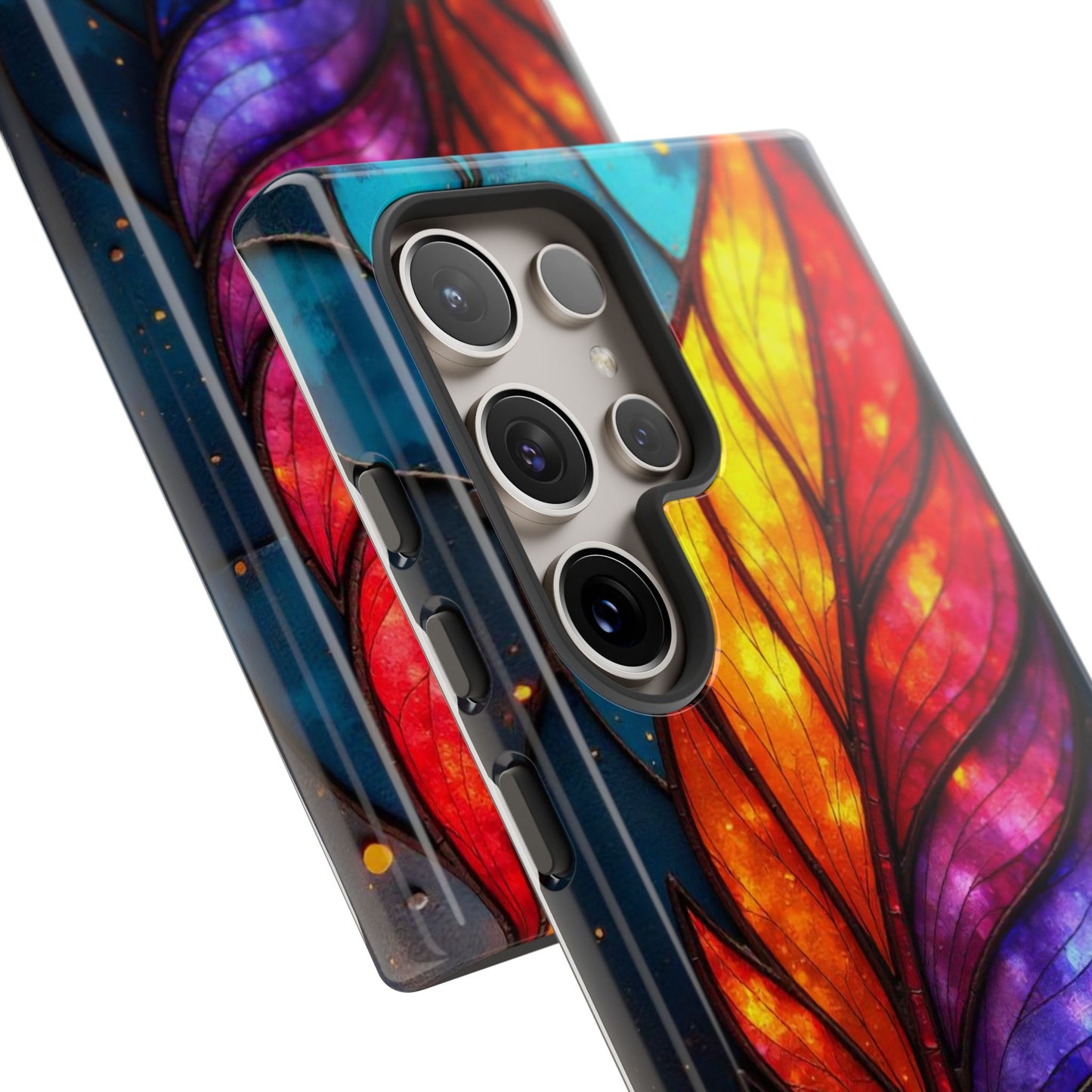Vivid Feather: Stained Glass Abstract Art