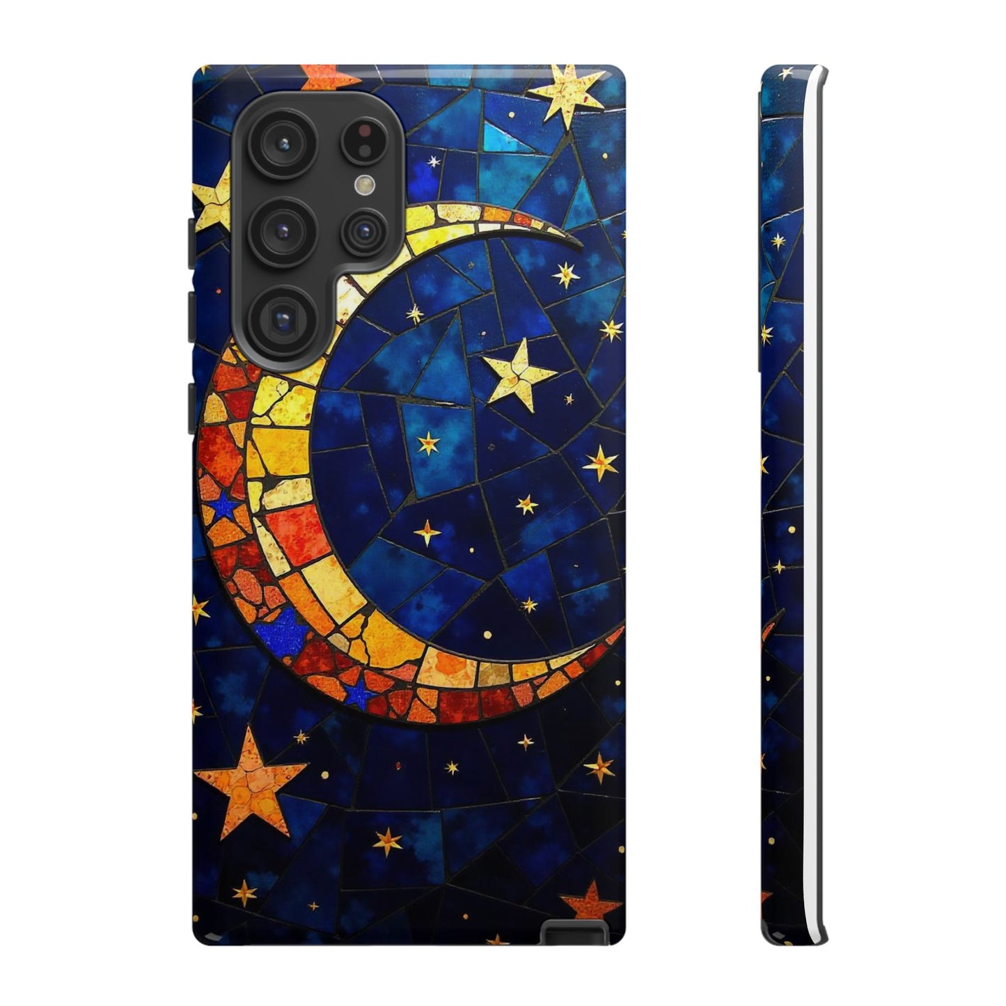 Celestial Crescent: Vibrant Moon and Stars Phone Case