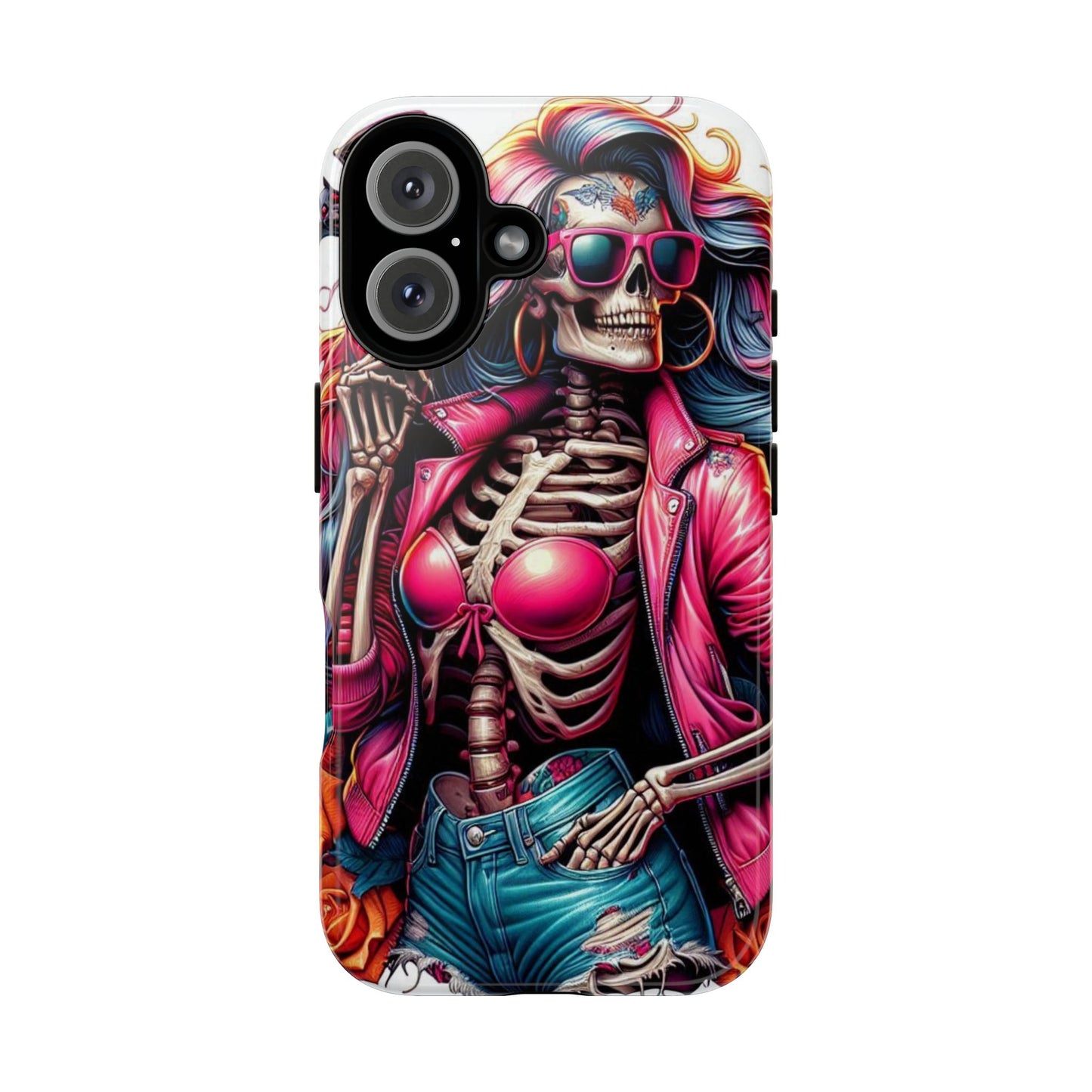 Neon Bones – Retro Skeleton & Vibrant Punk Aesthetic Mobile Cover