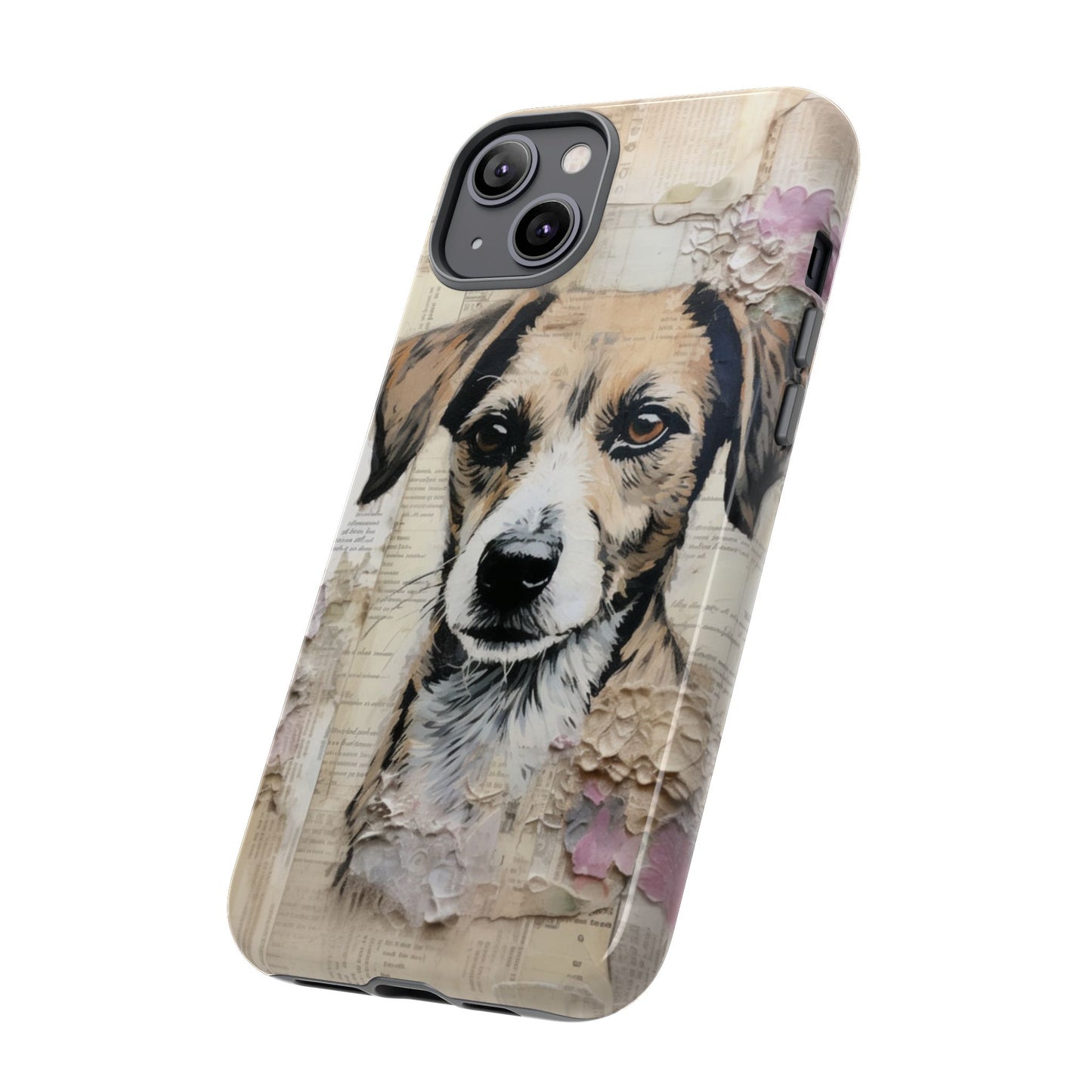 Vintage Collage Dog Portrait Mobile Cover – Artistic Mixed Media Design