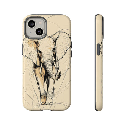 Majestic March: Dynamic Elephant Line Art  Phone Case for iPhone, Samsung & Pixel