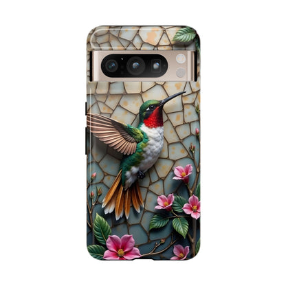 Vivid Hummingbird with Blossoming Branches | Artistic Mosaic Style
