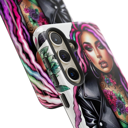 Neon Rebel – Vibrant Biker Queen Mobile Cover
