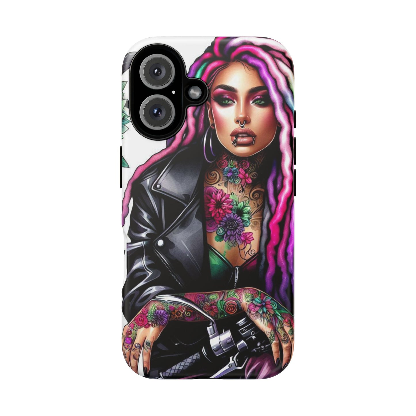 Neon Rebel – Vibrant Biker Queen Mobile Cover